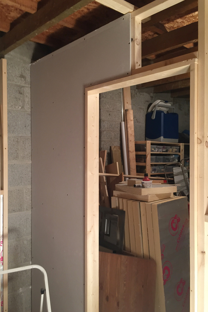 First sheet of plasterboard