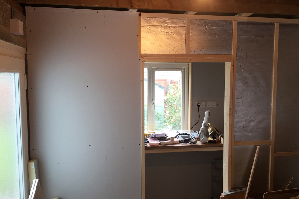 Boarding the outside of the darkroom