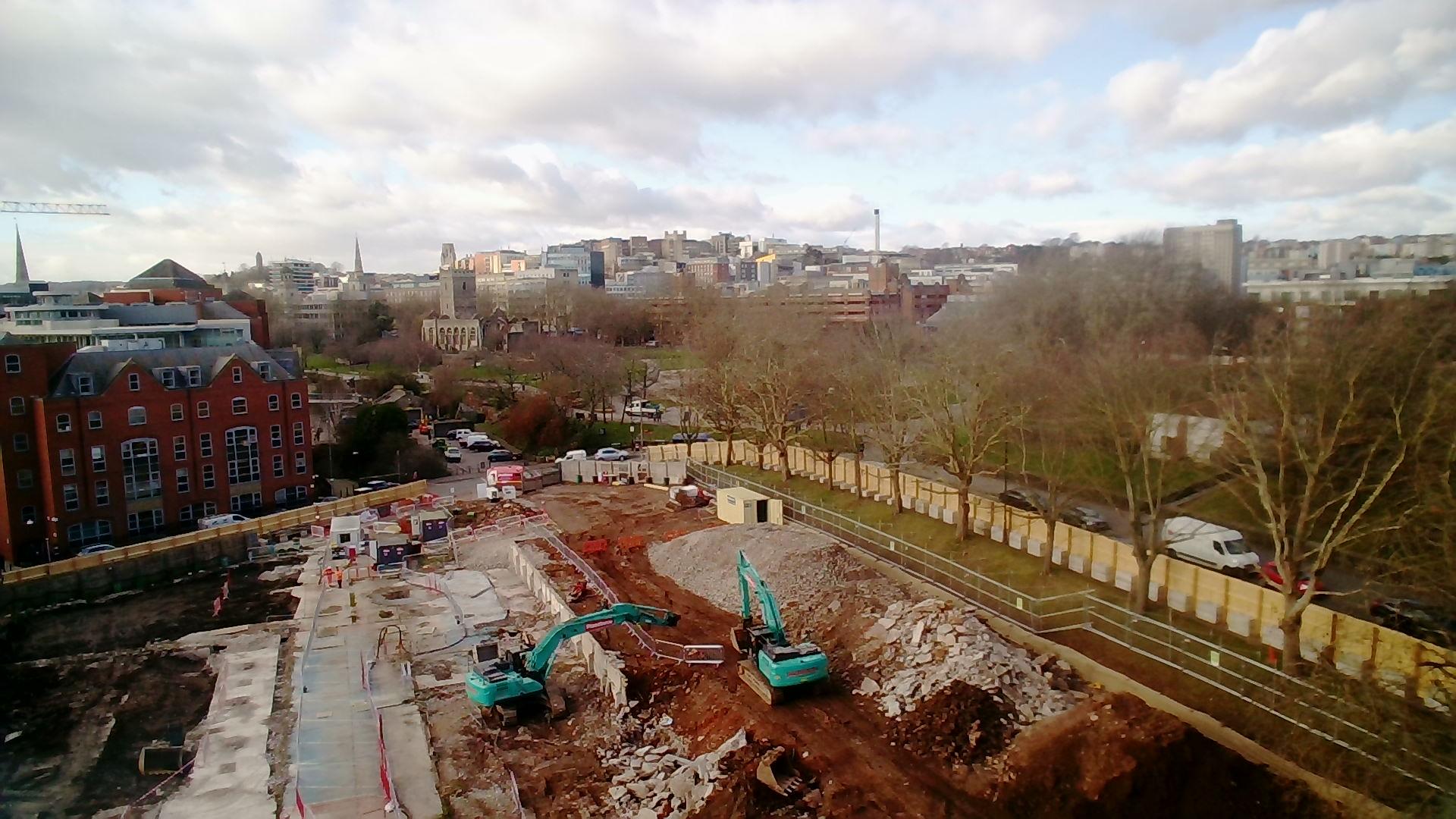 Castle Park View construction site - wide angle view